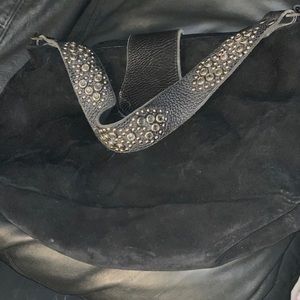 Tylie Malibu suede bag with jeweled strap